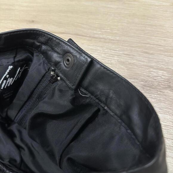 Black Leather Mini Skirt 3/4 100% Lined Snap Zip Genuine Leather Biker Goth - Picture 12 of 15